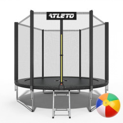 Батут Atleto 42400443 з зовнішньою сіткою 252 см чорний