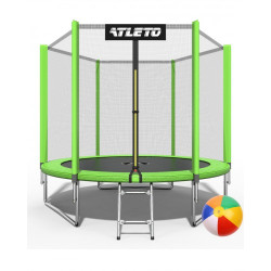 Батут Atleto 42400444 з зовнішньою сіткою 252 см зелений