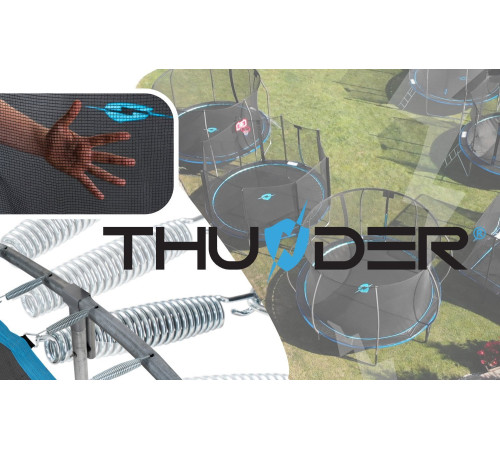 Батут THUNDER INSIDE ELITE з внутрішньою сіткою 12 футів 374 см чорно-блакитний