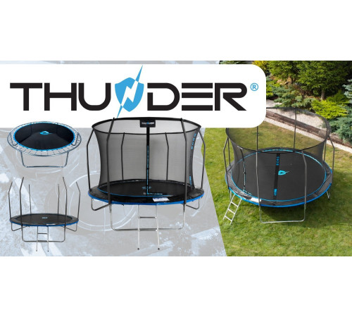 Батут THUNDER INSIDE ELITE з внутрішньою сіткою 12 футів 374 см чорно-блакитний