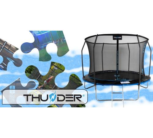 Батут THUNDER INSIDE ELITE з внутрішньою сіткою 12 футів 374 см чорно-блакитний