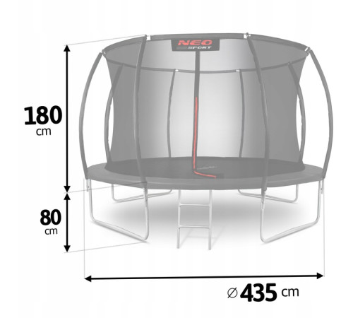Батут Neo-Sport NS-14C231 із внутрішньою сіткою 14 футів 435 см, чорний