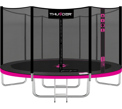 Батут THUNDER OUTSIDE PRO з зовнішньою сіткою 12 футів 366 см чорно-рожевий