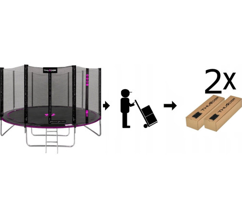 Батут THUNDER OUTSIDE PRO з зовнішньою сіткою 12 футів 366 см чорно-рожевий