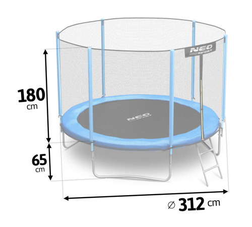 Батут Neo-Sport з зовнішньою сіткою 10 футів 312 см блакитний