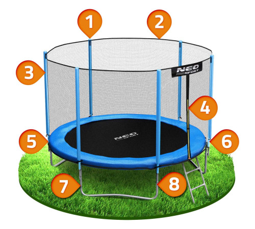 Батут Neo-Sport з зовнішньою сіткою 10 футів 312 см блакитний