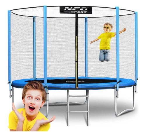 Батут Neo-Sport з зовнішньою сіткою 10 футів 312 см блакитний