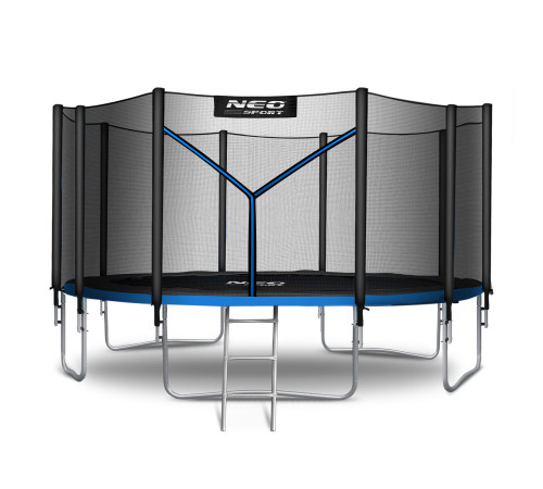 Батут Neo-Sport NS-15Z221 з зовнішньою сіткою 15 футів 465 см, чорно-синій
