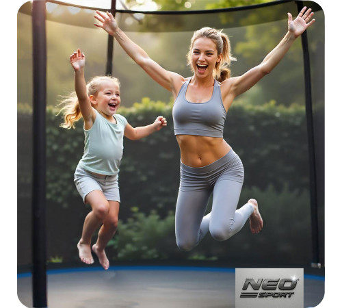 Батут Neo-Sport NS-15Z221 з зовнішньою сіткою 15 футів 465 см, чорно-синій