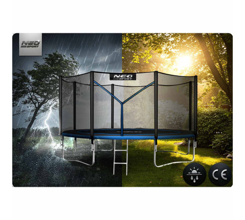 Батут Neo-Sport NS-15Z221 з зовнішньою сіткою 15 футів 465 см, чорно-синій