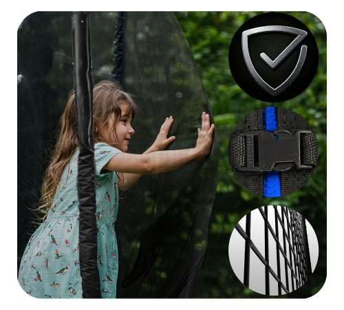 Батут Neo-Sport NS-15Z221 з зовнішньою сіткою 15 футів 465 см, чорно-синій