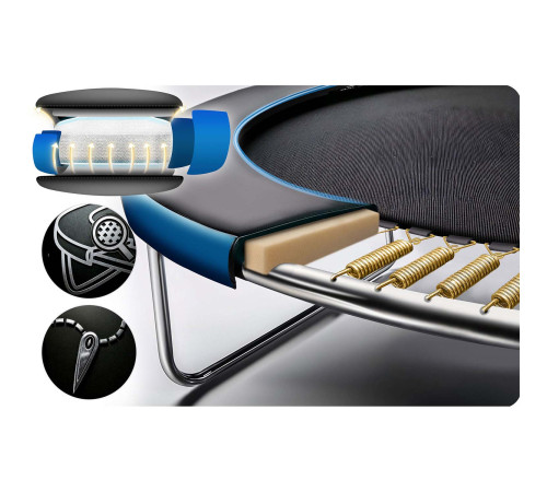 Батут Neo-Sport NS-15Z221 з зовнішньою сіткою 15 футів 465 см, чорно-синій