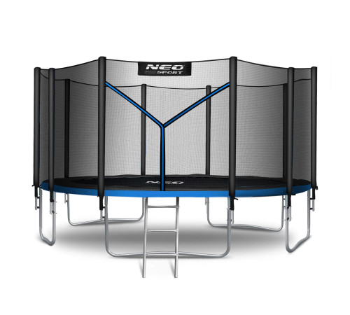 Батут Neo-Sport NS-15Z221 з зовнішньою сіткою 15 футів 465 см, чорно-синій