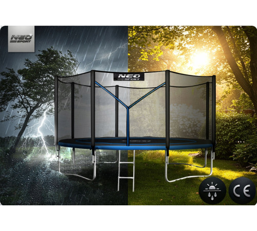 Батут Neo-Sport NS-15Z221 з зовнішньою сіткою 15 футів 465 см, чорно-синій