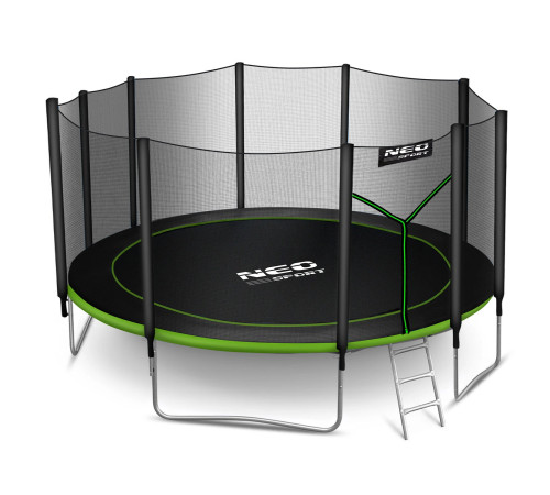 Батут Neo-Sport NS-15Z231 з зовнішньою сіткою 15 футів 465 см, чорно-зелений