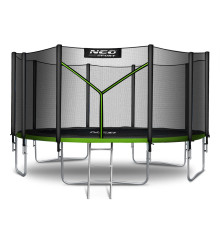 Батут Neo-Sport NS-15Z231 з зовнішньою сіткою 15 футів 465 см, чорно-зелений