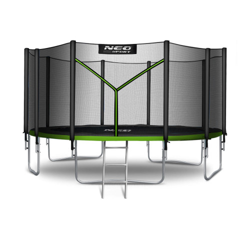 Батут Neo-Sport NS-15Z231 з зовнішньою сіткою 15 футів 465 см, чорно-зелений