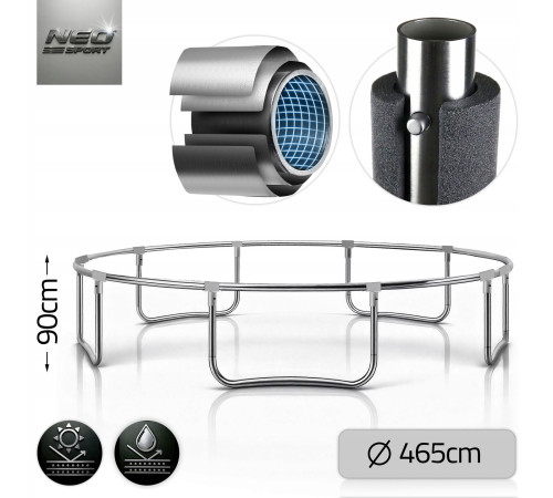 Батут Neo-Sport NS-15Z231 з зовнішньою сіткою 15 футів 465 см, чорно-зелений