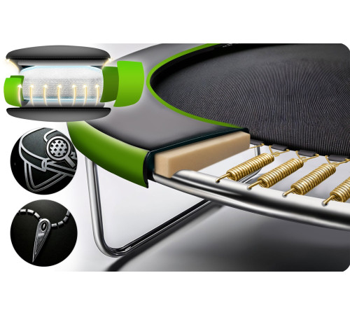 Батут Neo-Sport NS-15Z231 з зовнішньою сіткою 15 футів 465 см, чорно-зелений