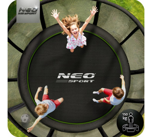 Батут Neo-Sport NS-15Z231 з зовнішньою сіткою 15 футів 465 см, чорно-зелений