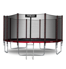 Батут Neo-Sport NS-15Z241 із зовнішньою сіткою 15 футів 465 см, чорно-червоний