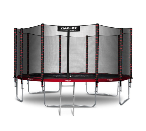 Батут Neo-Sport NS-15Z241 із зовнішньою сіткою 15 футів 465 см, чорно-червоний