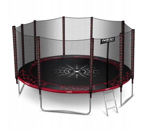 Батут Neo-Sport NS-15Z241 із зовнішньою сіткою 15 футів 465 см, чорно-червоний