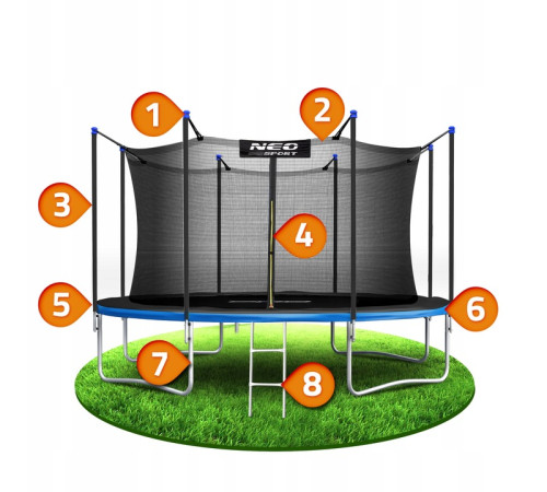 Батут Neo-Sport NS-15W241 із внутрішньою сіткою 15 футів 465 см, чорно-синій