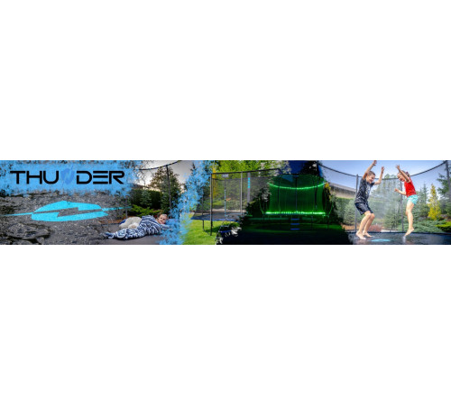 Батут THUNDER OUTSIDE PRO з зовнішньою сіткою 6 футів 183 см чорно-блакитний