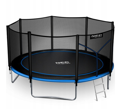 Батут Neo-Sport NS-14Z221 із зовнішньою сіткою 14 футів 435 см, чорно-синій