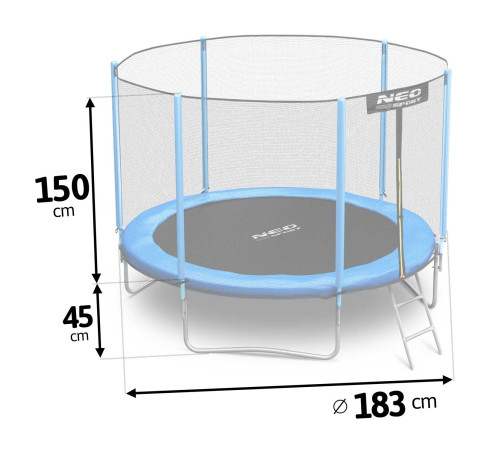 Батут Neo-Sport з зовнішньою сіткою 6 футів 183 см блакитний