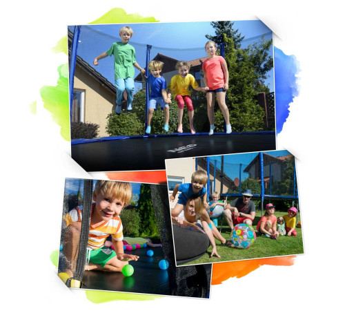 Батут Neo-Sport з зовнішньою сіткою 6 футів 183 см блакитний