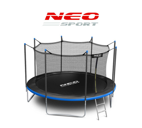 Батут Neo-Sport з внутрішньою сіткою 12 футів 374 см чорно-синій