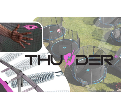 Батут THUNDER OUTSIDE PRO з зовнішньою сіткою 8 футів 244 см чорно-рожевий