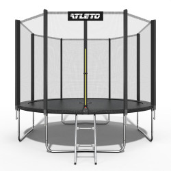 Батут Atleto 42400491 з зовнішньою сіткою 435 см чорний