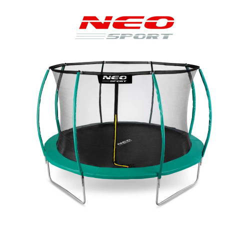 Батут Neo-Sport з внутрішньою сіткою 12 футів 374 см зелений