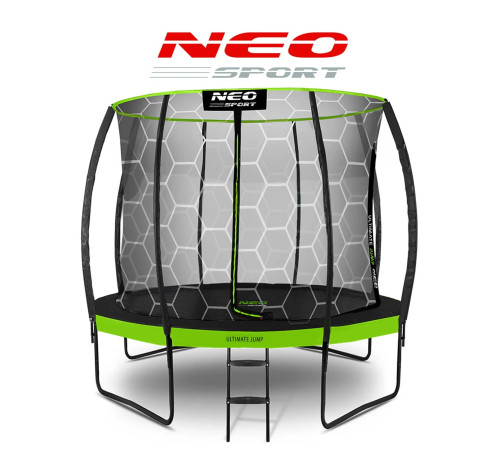 Батут Neo-Sport NS-08C221 з внутрішньою сіткою 8 футів 252 см чорно-зелений