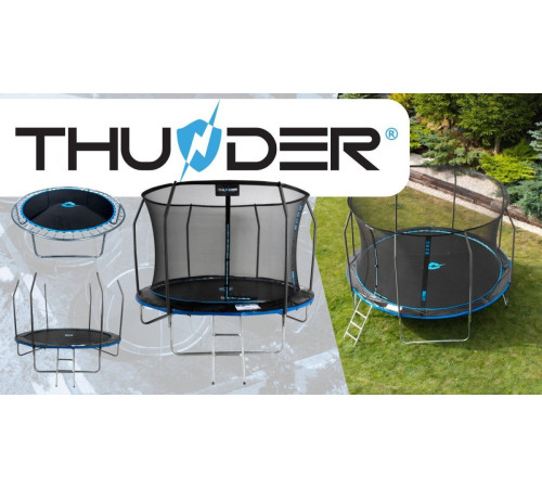 Батут THUNDER INSIDE ELITE з внутрішньою сіткою 8 футів 255 см чорно-блакитний Батут THUNDER INSIDE ELITE з внутрішньою сіткою 8 футів 255 см чорно-блакитний