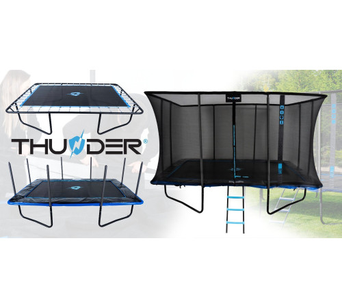 Батут THUNDER OUTSIDE PHENOM з зовнішньою сіткою 8 х 12 футів чорно-блакитний Батут THUNDER OUTSIDE PHENOM з зовнішньою сіткою 8 х 12 футів чорно-блакитний