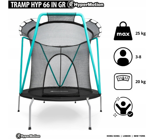 Батут Jumi Hyper Motion HYP 66 IN GR з внутрішньою сіткою 5,5 футів 167 см бірюзовий Батут Jumi Hyper Motion HYP 66 IN GR з внутрішньою сіткою 5,5 футів 167 см бірюзовий