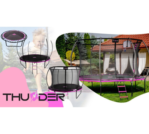 Батут THUNDER INSIDE ULTRA з внутрішньою сіткою 16 футів 490 см чорно-рожевий Батут THUNDER INSIDE ULTRA з внутрішньою сіткою 16 футів 490 см чорно-рожевий