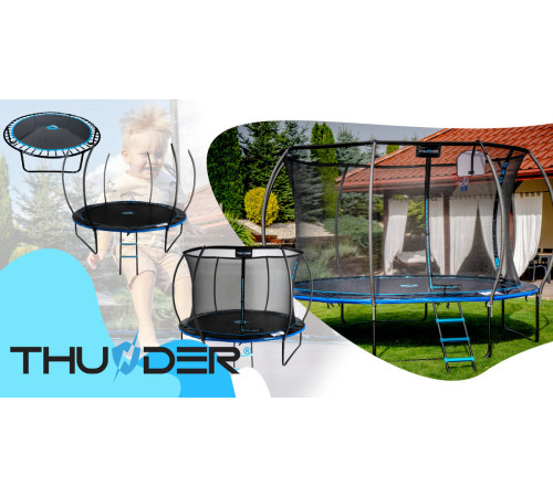 Батут THUNDER INSIDE ULTRA з внутрішньою сіткою 6 футів 185 см чорно-блакитний