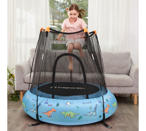 Батут надувний inSPORTline Nufino з зовнішньою сіткою 120 см синій