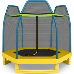 Батут Costway TW10053YW з зовнішньою сіткою 7,5 футів 223 см жовто-синій