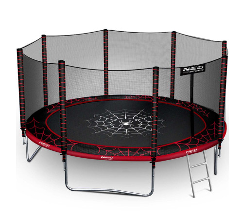 Батут Neo-Sport NS-13Z241 з зовнішньою сіткою 13 футів 404 см, чорно-червоний