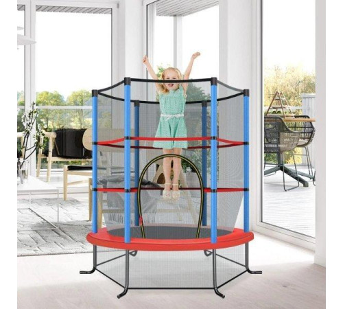 Батут Costway TW10052NY з внутрішньою сіткою 5,5 футів 165 см синьо-червоний