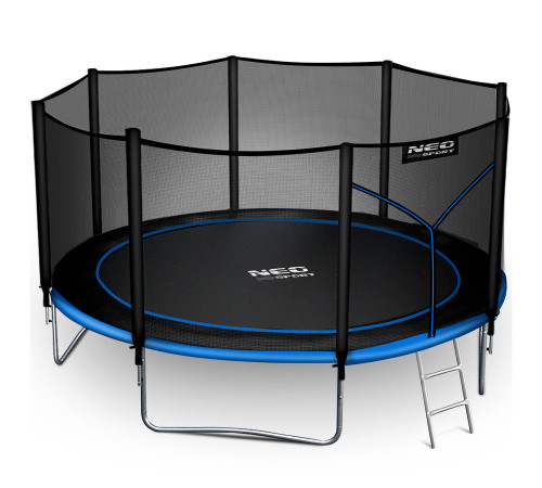 Батут Neo-Sport NS-13Z221 з зовнішньою сіткою 13 футів 404 см, чорно-синя