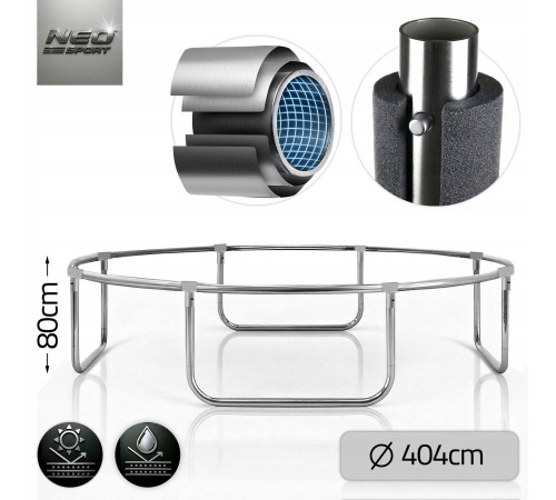 Батут Neo-Sport NS-13Z221 з зовнішньою сіткою 13 футів 404 см, чорно-синя