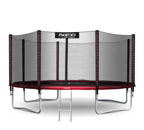 Батут Neo-Sport NS-14Z241 з зовнішньою сіткою 14 футів 435 см, чорно-червоний