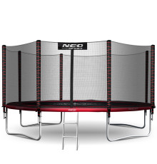 Батут Neo-Sport NS-14Z241 з зовнішньою сіткою 14 футів 435 см, чорно-червоний